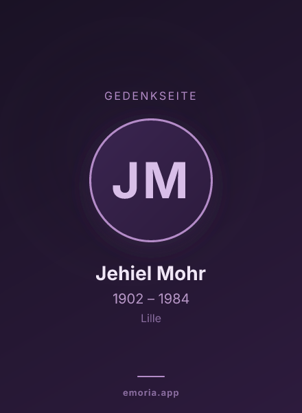 Gedenkportrait von Jehiel Mohr