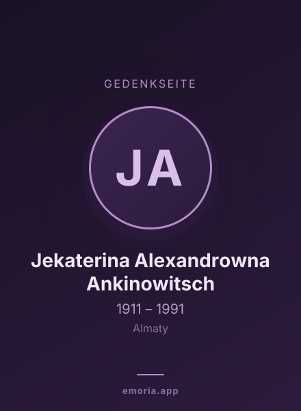 Gedenkportrait von Jekaterina Alexandrowna Ankinowitsch