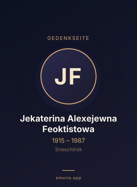 Gedenkportrait von Jekaterina Alexejewna Feoktistowa