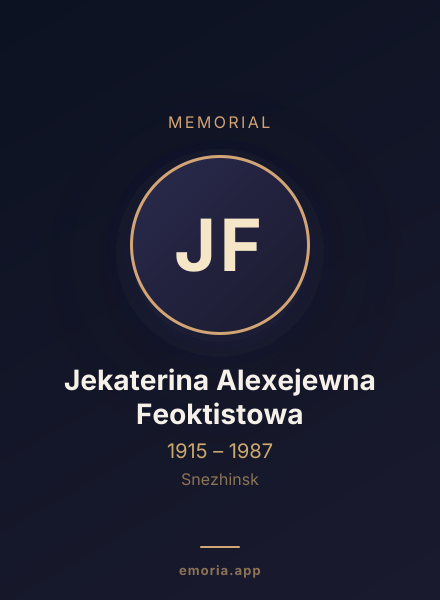 Memorial portrait of Jekaterina Alexejewna Feoktistowa