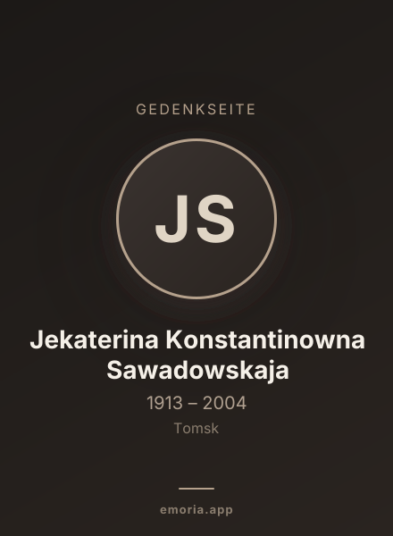 Gedenkportrait von Jekaterina Konstantinowna Sawadowskaja