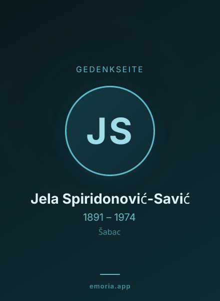 Gedenkportrait von Jela Spiridonović-Savić