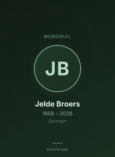 Memorial portrait of Jelde Broers