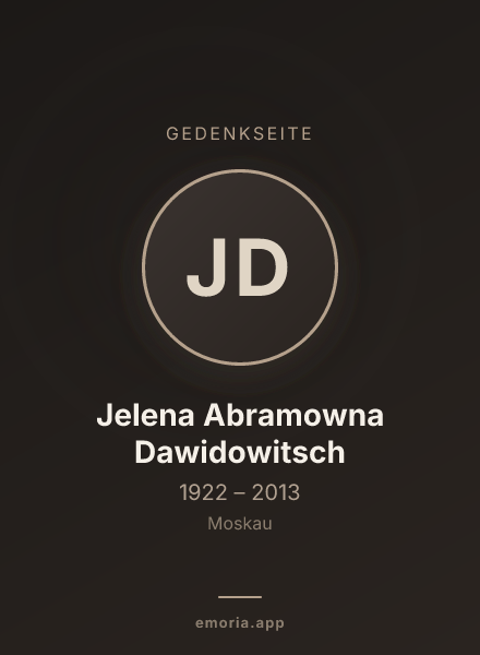 Gedenkportrait von Jelena Abramowna Dawidowitsch