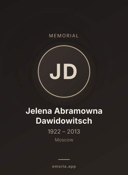 Memorial portrait of Jelena Abramowna Dawidowitsch