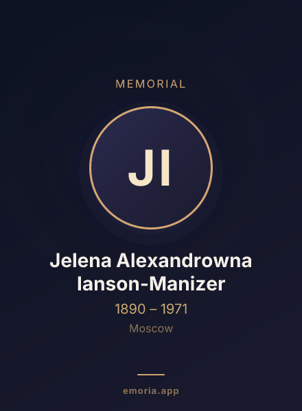 Memorial portrait of Jelena Alexandrowna Ianson-Manizer