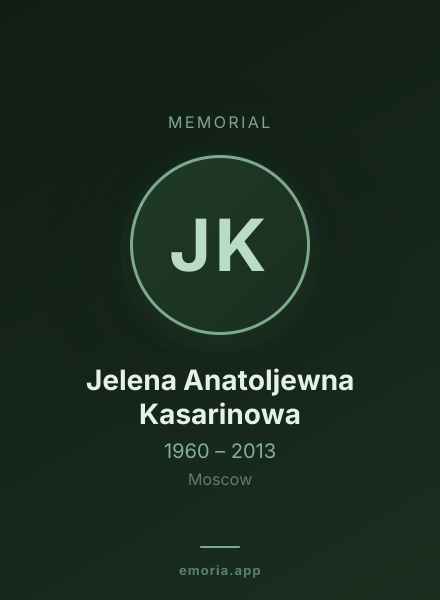 Memorial portrait of Jelena Anatoljewna Kasarinowa