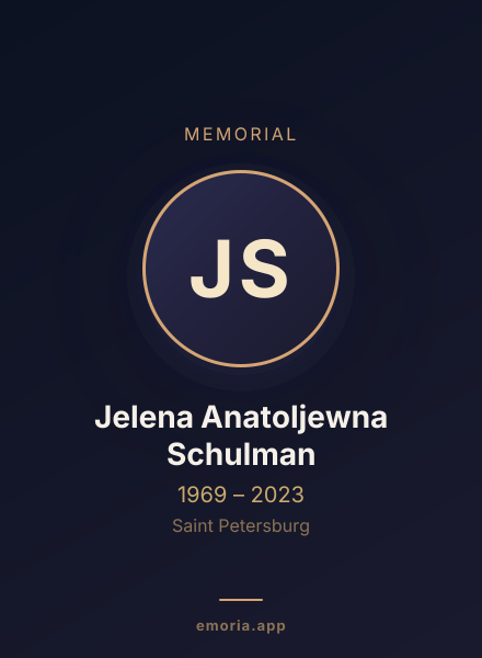 Memorial portrait of Jelena Anatoljewna Schulman