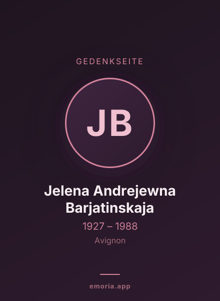 Gedenkportrait von Jelena Andrejewna Barjatinskaja