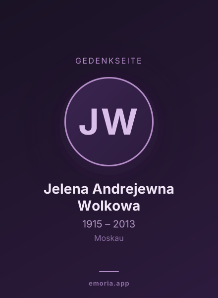 Gedenkportrait von Jelena Andrejewna Wolkowa