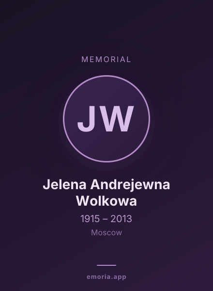 Memorial portrait of Jelena Andrejewna Wolkowa