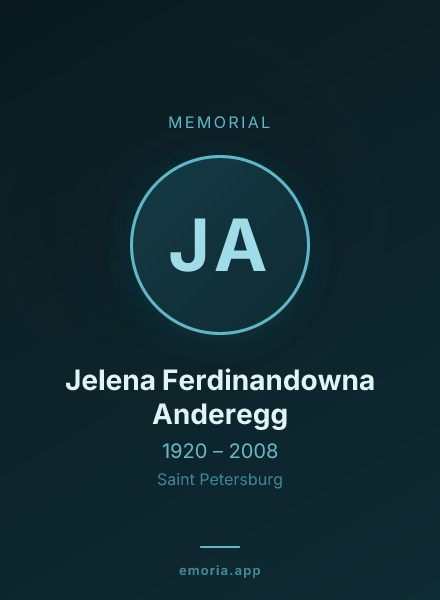 Memorial portrait of Jelena Ferdinandowna Anderegg