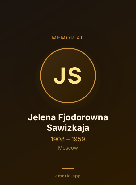 Memorial portrait of Jelena Fjodorowna Sawizkaja