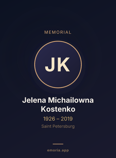 Memorial portrait of Jelena Michailowna Kostenko
