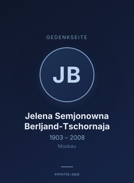 Gedenkportrait von Jelena Semjonowna Berljand-Tschornaja