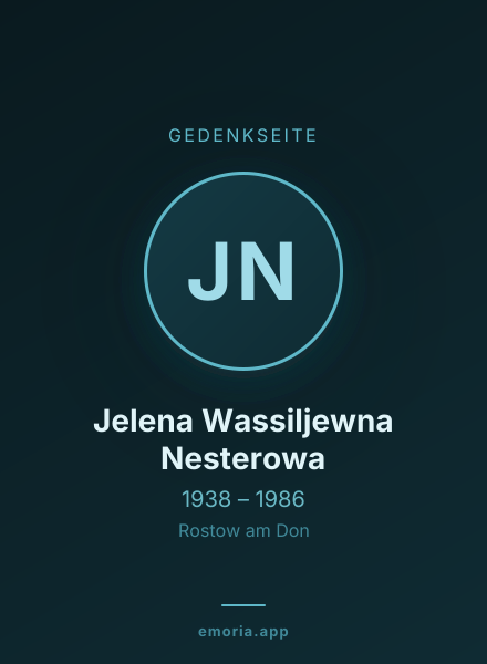 Gedenkportrait von Jelena Wassiljewna Nesterowa