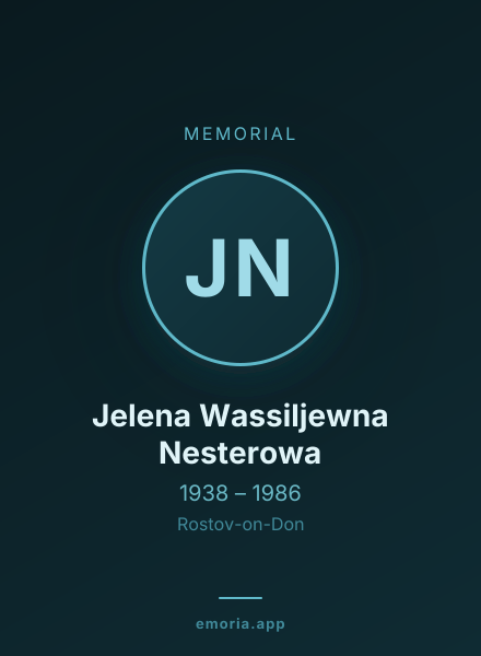 Memorial portrait of Jelena Wassiljewna Nesterowa