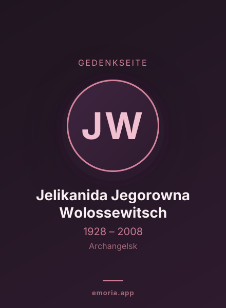 Gedenkportrait von Jelikanida Jegorowna Wolossewitsch