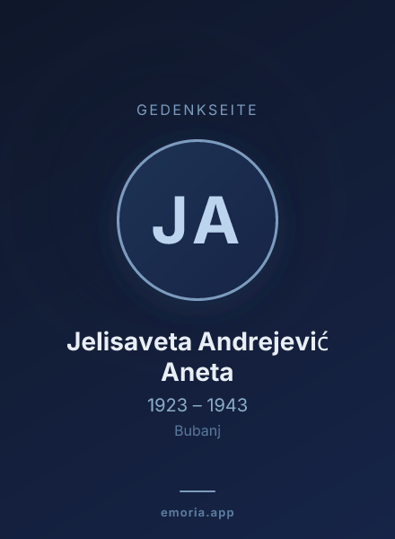 Gedenkportrait von Jelisaveta Andrejević Aneta