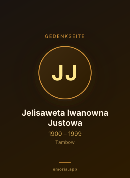 Gedenkportrait von Jelisaweta Iwanowna Justowa