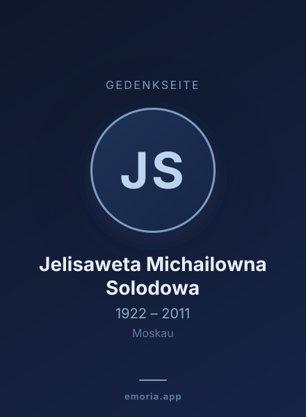 Gedenkportrait von Jelisaweta Michailowna Solodowa