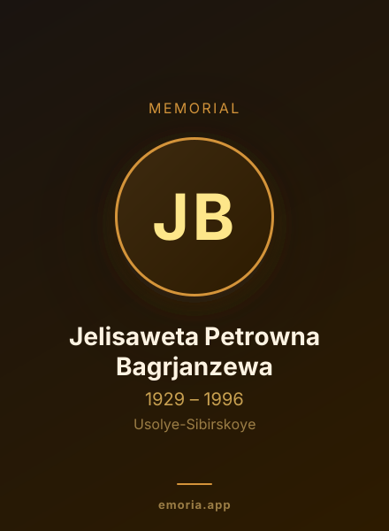 Memorial portrait of Jelisaweta Petrowna Bagrjanzewa