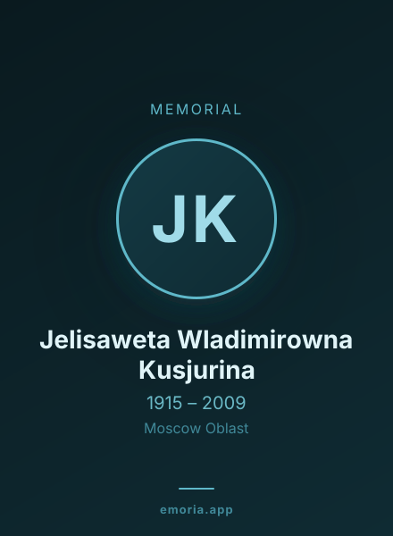 Memorial portrait of Jelisaweta Wladimirowna Kusjurina