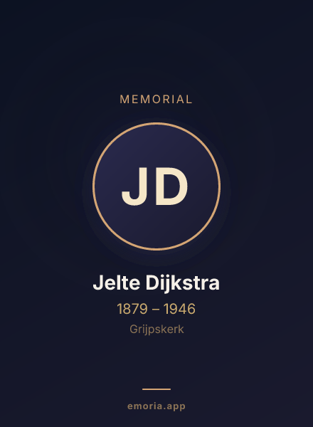 Memorial portrait of Jelte Dijkstra