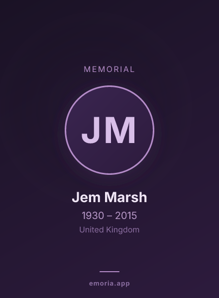 Memorial portrait of Jem Marsh