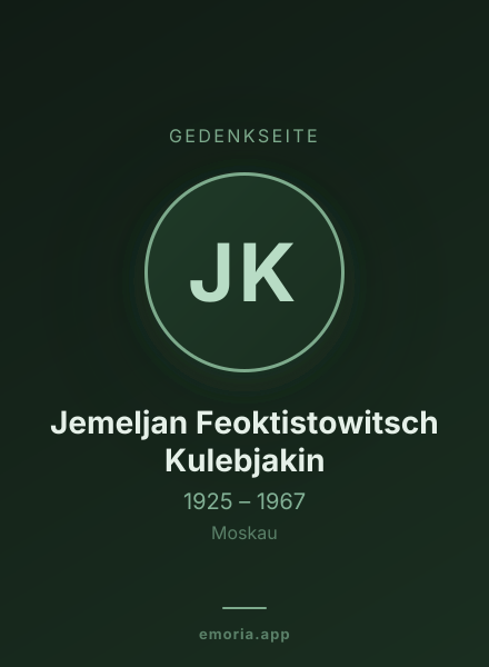 Gedenkportrait von Jemeljan Feoktistowitsch Kulebjakin