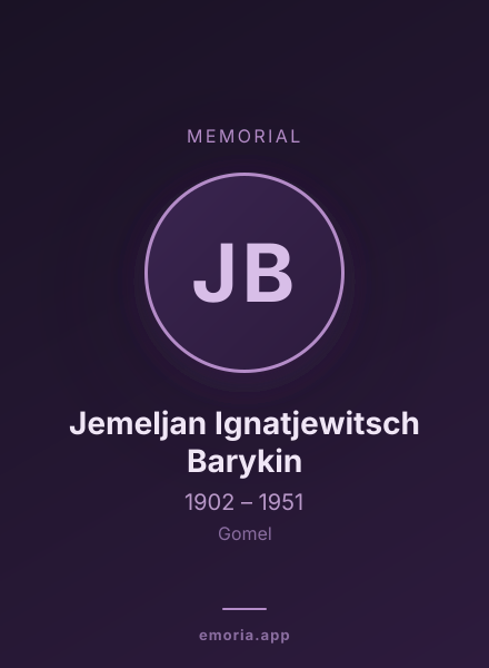 Memorial portrait of Jemeljan Ignatjewitsch Barykin