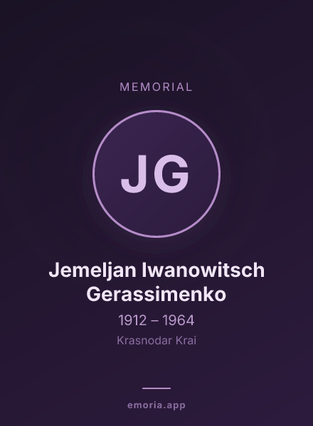 Memorial portrait of Jemeljan Iwanowitsch Gerassimenko
