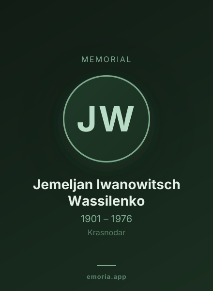 Memorial portrait of Jemeljan Iwanowitsch Wassilenko
