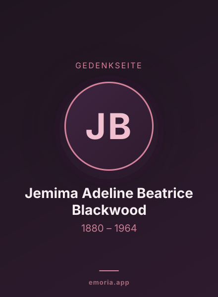 Gedenkportrait von Jemima Adeline Beatrice Blackwood