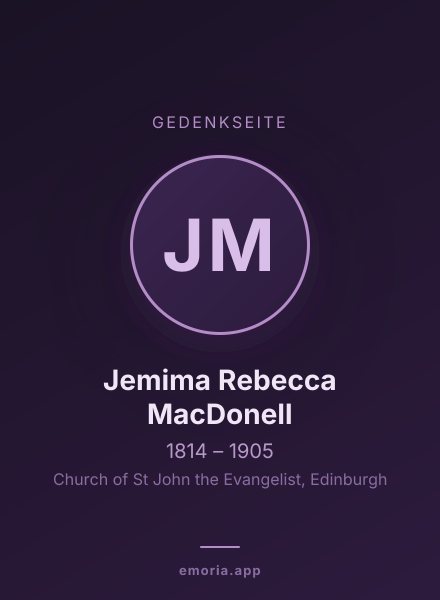 Gedenkportrait von Jemima Rebecca MacDonell