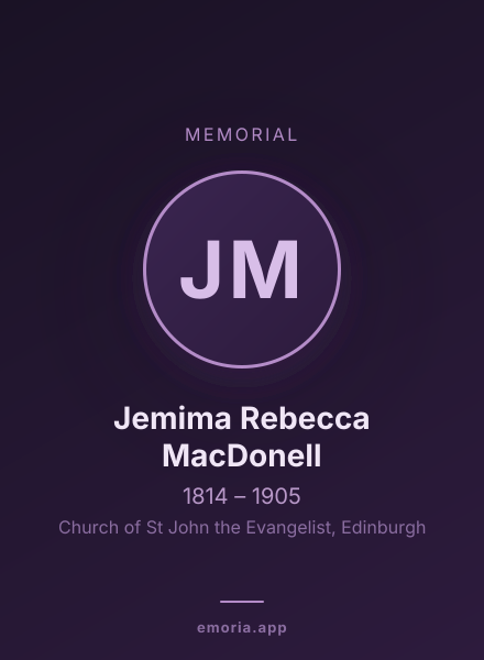 Memorial portrait of Jemima Rebecca MacDonell