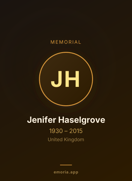 Memorial portrait of Jenifer Haselgrove