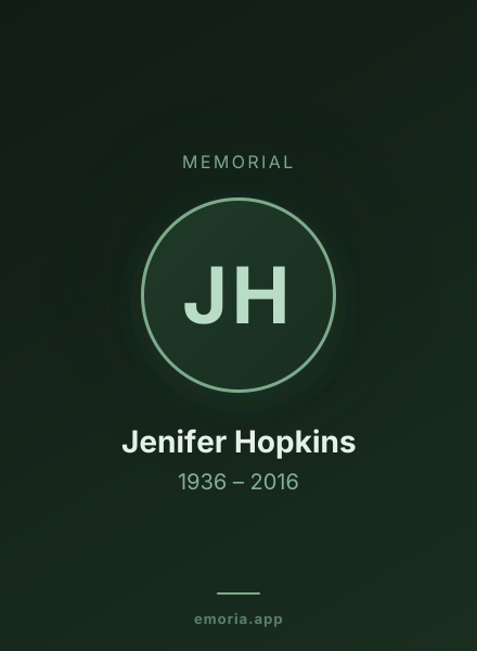 Memorial portrait of Jenifer Hopkins