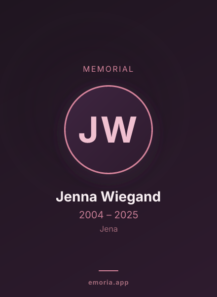 Memorial portrait of Jenna Wiegand