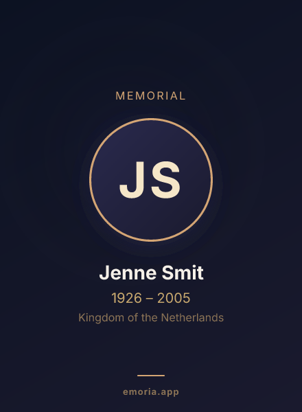Memorial portrait of Jenne Smit