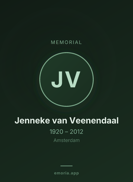 Memorial portrait of Jenneke van Veenendaal