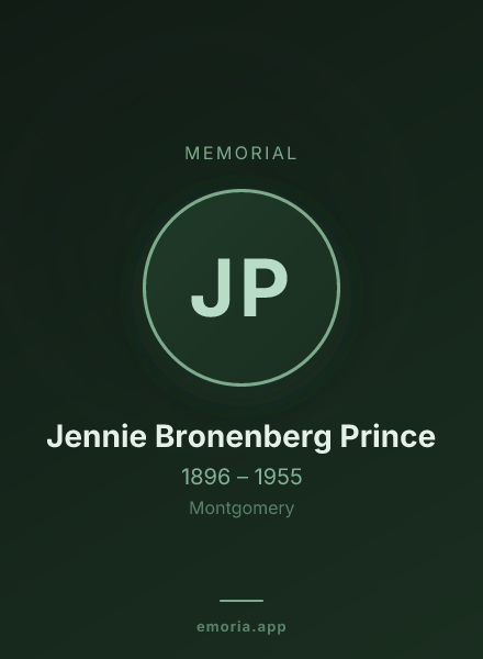 Memorial portrait of Jennie Bronenberg Prince