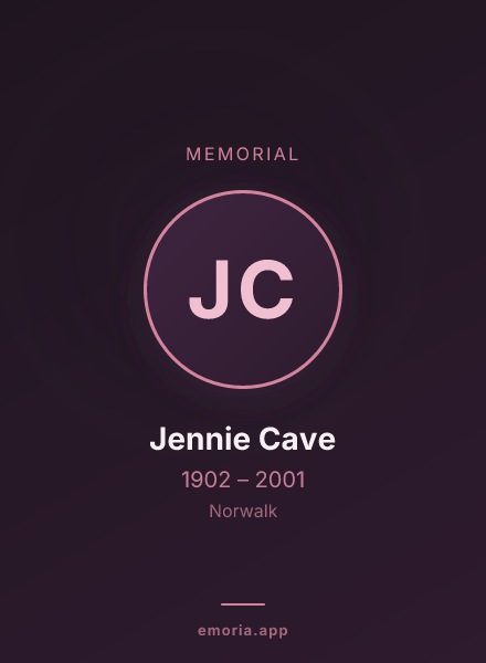Memorial portrait of Jennie Cave