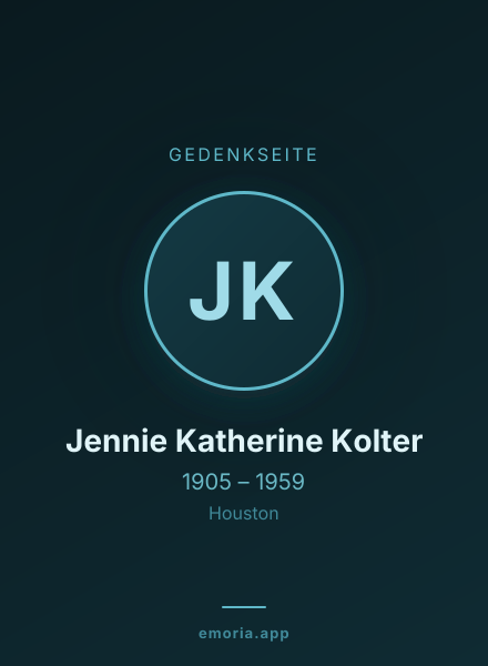 Gedenkportrait von Jennie Katherine Kolter