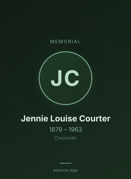 Memorial portrait of Jennie Louise Courter