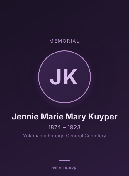 Memorial portrait of Jennie Marie Mary Kuyper