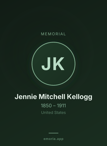Memorial portrait of Jennie Mitchell Kellogg