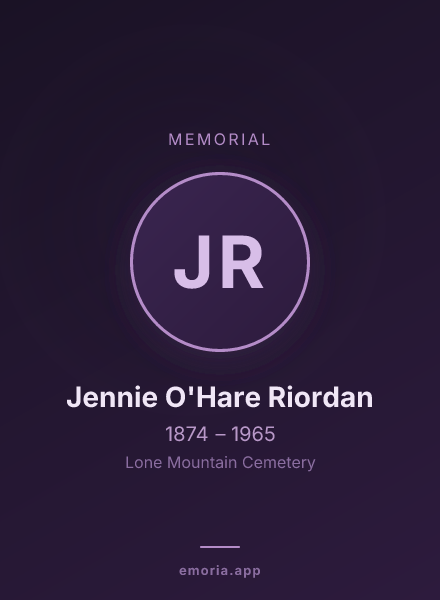 Memorial portrait of Jennie O'Hare Riordan