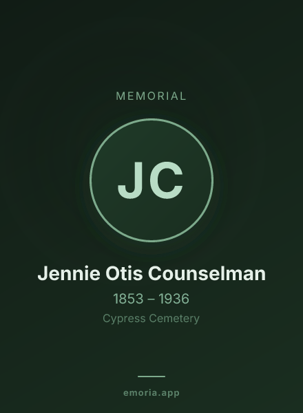 Memorial portrait of Jennie Otis Counselman