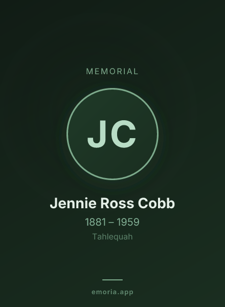 Memorial portrait of Jennie Ross Cobb